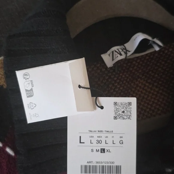 Zara Black Argyle Cardigan Sz Large - Picture 5 of 6